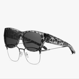 NWT HAOLOTA (Ivory Blk, Grey Tortoise) Fit Over Glasses Sunglasses  Polarized